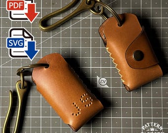 Plantilla PDF SVG con patrón para llavero de cuero con iniciales