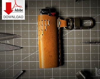 Leather pattern Stylish Leather BIC Lighter Case with Stitch Details