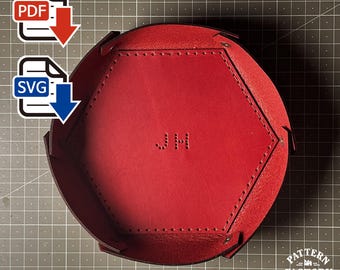 Patrón para bandeja de cuero DIY para principiantes: hexagonal y personalizable en PDF y SVG.