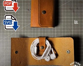 Organizador de auriculares con cable de cuero artesanal, organizador personalizado para auriculares, enrollador de cable antienredos