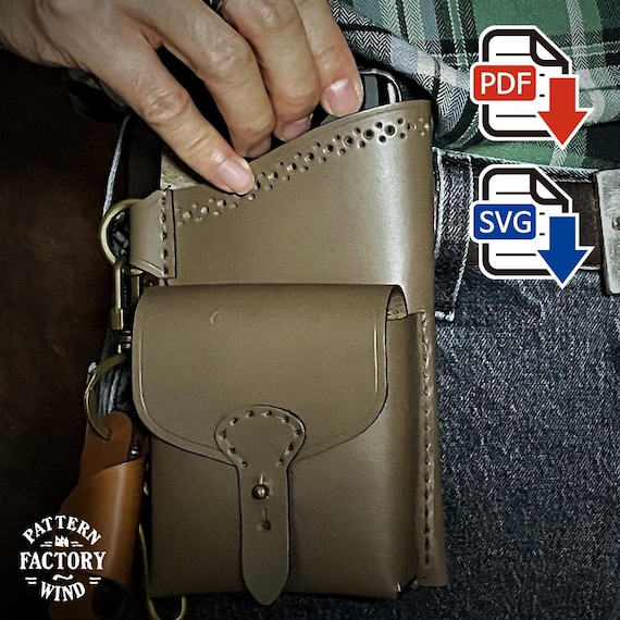Multi Leather Phone Pouch Pattern – Belt Holster with Pocket & Key Loop PDF SVG
