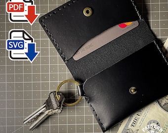 Leather pattern Snapoff Keychain Wallet Pattern : Detachable Key Fob PDF SVG
