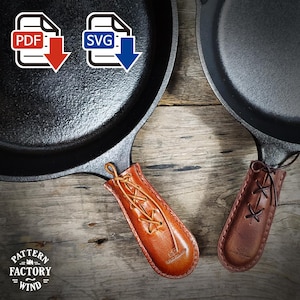 Mönster för läderhandtag till kastrull: Rustik campingstil (PDF + SVG)