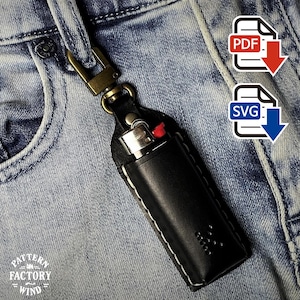 Leather BIC Lighter Case Pattern — Belt Clip Lighter Holder Personalized Initial Gift | PDF SVG