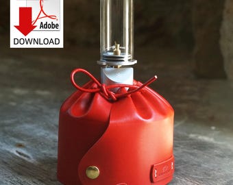 Accesorio de camping: Calentador de bombonas de gas de cuero hecho a mano / funda para hornillo