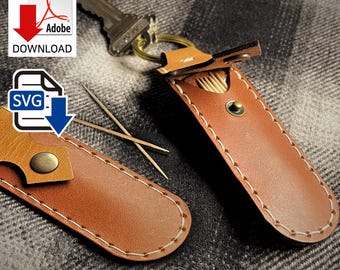 Patrón de soporte para palillos de dientes con estampado de cuero: Estilo occidental y portabilidad. Plantilla PDF SVG.