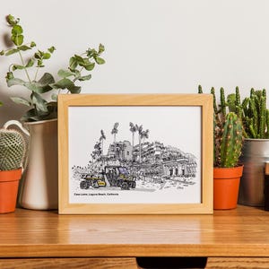 Laguna Beach Print | Hand-Drawn California Travel Sketch | Coastal Illustration