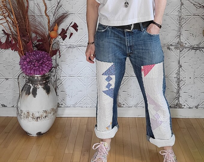 Kreolka Quilt Patchwork Jeans, Worn Out Levis, Ripped and Frayed Jeans ...