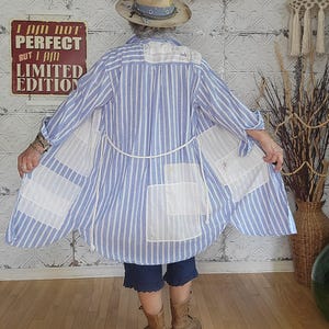 Spolverino patchwork boho: abito in lino H&M riciclato con fazzoletti vintage