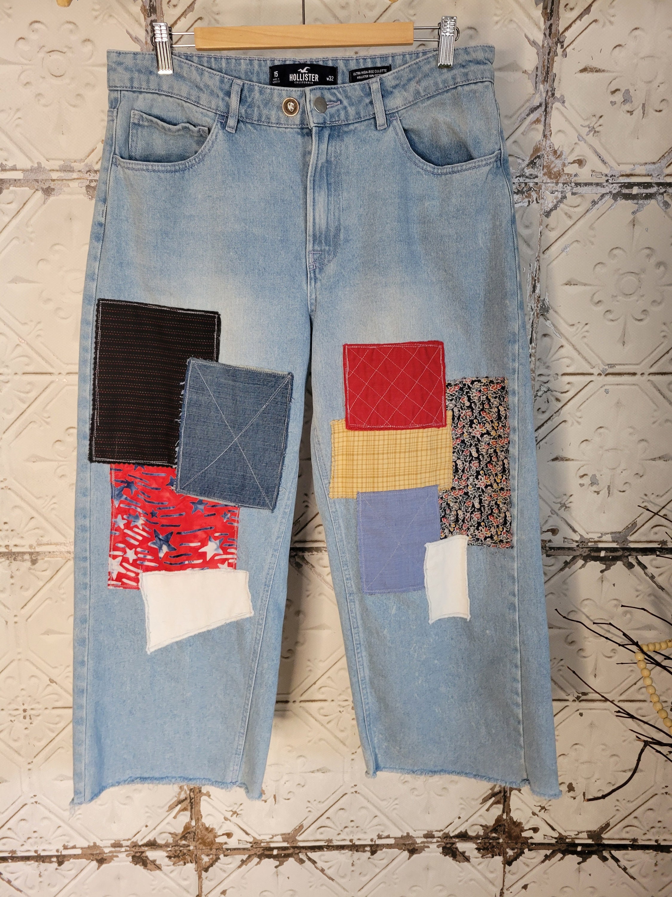 Hollister patched jeans hotsell