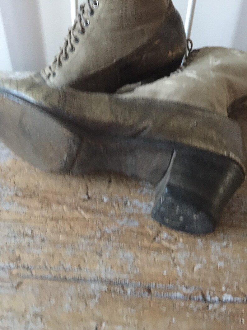 grey Edwardian Boots Witch Boots antique boots beige lace up civil war 1800s 1900s Vintage Victorian Boots steampunk boots