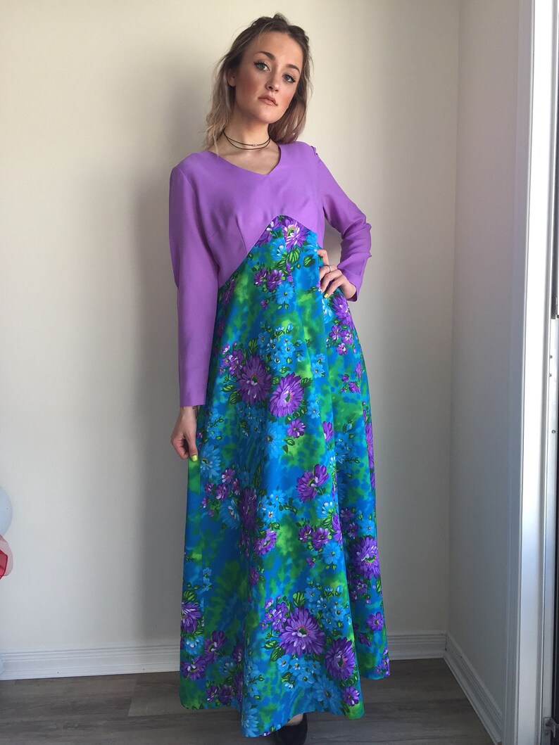 lavender maxi dress with sleeves