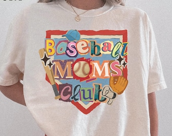 Baseball Moms Club Comfort Colors Shirt, Retro Gameday Season Trendy Mama Tee, Game Day Mothers day Gift For Baseball Lovers, Sports Women