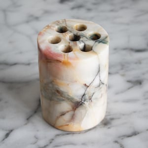 Vintage Marble Pen Holder – Elegant Desk Organizer
