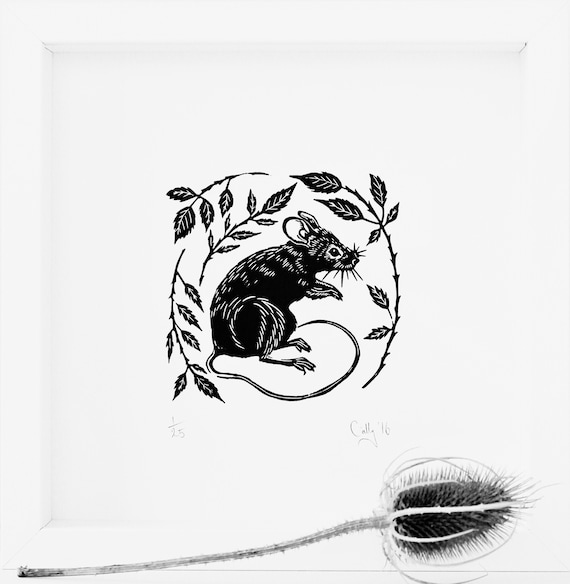 Mouse limited editon linoprint