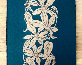 Clematis limited edition linoprint