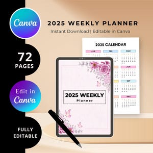 Wochenplaner 2025 Digital, Goodnotes Wochenplaner, Ipad Notability Minimaler Einfacher Wochen-Monatsplaner
