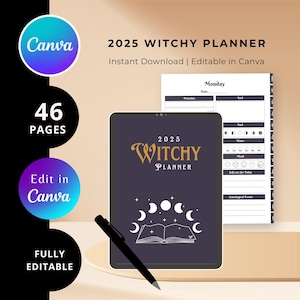 2025 Witchy Digital Planner | Yearly, Monthly, Weekly, Daily Planner | Budget Planner, Meal Planner, Student Planner | Withcy Journal, Light