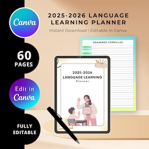Digital Language Learning Planner, Ipad Language Planner, Vocabulary Workbook, Digital Goodnotes Planner, Any Language Learning Planner Ipad