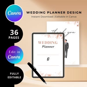 Wedding Planner Canva Editable, Wedding Planner Template Printable, Wedding Planning Checklist, Wedding Itinerary pdf, Instant Download