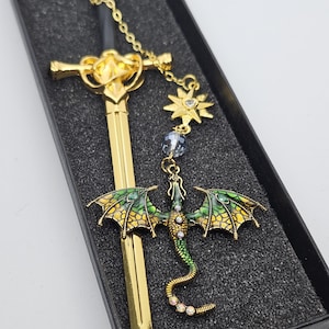 Metal Sword & Dragon fantasy bookmark with gift box // ultimate book lovers find