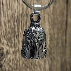 Angel Guardian Bell Keychain: Pewter Biker Ride Bell