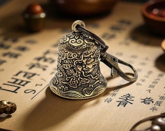 Sino Guardião Dragão | viagem segura | sino da sorte para motociclistas espírito de duende | latão antigo