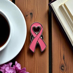 Pink ribbon awarness enamel lapel pins