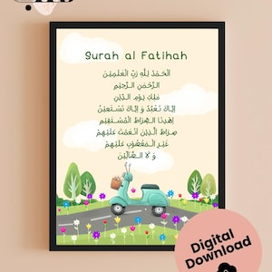 Surah Fatiha Islamic Nursery Print: Quran Kids Room Decor (A4 Digital Download