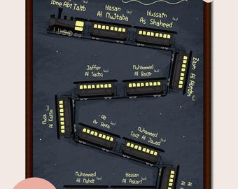 12 Imams Train Poster | Muslim Kids' Room Decor (Digital Download)