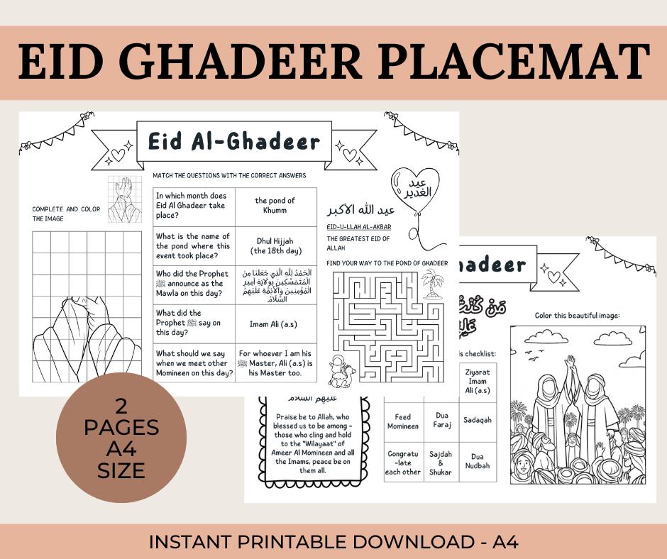 Eid Al Ghadeer Placemat Printable A4 | Kids Activity Sheet | Islamic ...