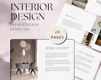 Plantilla de diseño de interiores: Plantilla de Canva para presentación de clientes, descarga digital