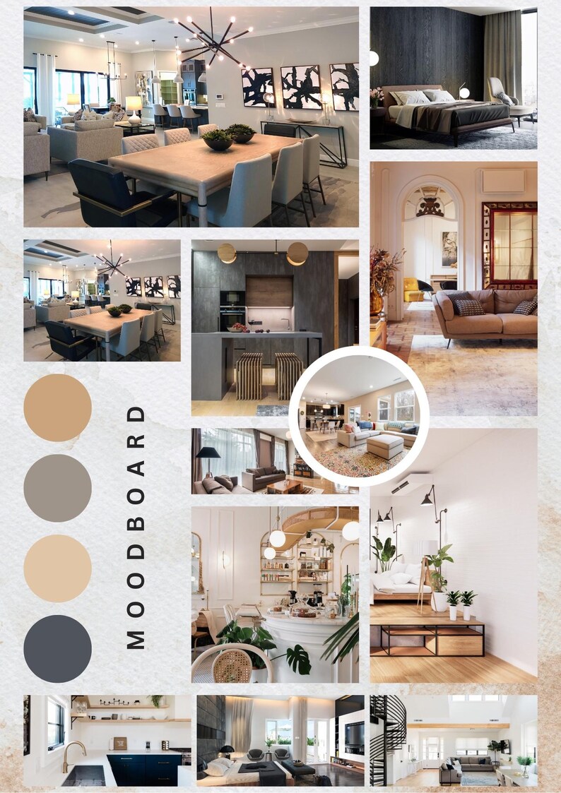 Interior Design Mood Board Templates, Modern Collage (canva Editable ...