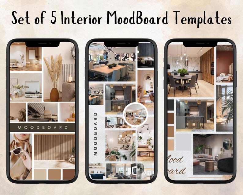 Interior Design Mood Board Templates, Modern Collage (canva Editable ...
