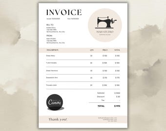 Editable Invoice Template: Modern Small Business Form (Instant Download)