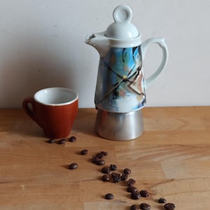 Small Italian stovetop espresso maker with ceramic top, 1980s