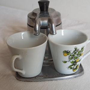 OMG, officine meccaniche gozzano, Italian vintage espresso maker, 1960s, two cups coffee maker, made in Italy