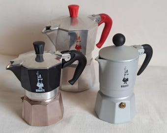 Set of three Bialetti espresso makers, preowned but very good condition.