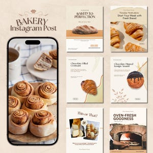Bakery Instagram Post Templates | Cake Business Branding | Editable Canva Instagram Template Cafe IG Posts | Pastry Shop Instagram