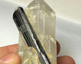 スカルドゥ産スモーキークォーツとブラックトルマリンの結晶標本