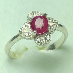 Natural Ruby Sterling Silver Ring: Handmade July Birthstone Jewelry