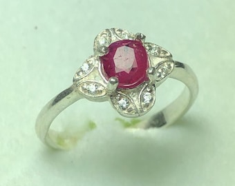 Natural Ruby Sterling Silver Ring: Handmade July Birthstone Jewelry