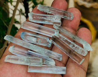 Raw Aquamarine Crystal Lot (11 PCS, 171 CT): Untreated Gemstone for Jewelry