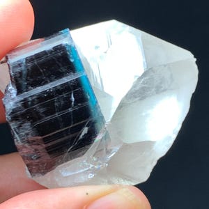 Bi-Color Blue Cap Tourmaline with Quartz Crystal - Paprok Afghanistan