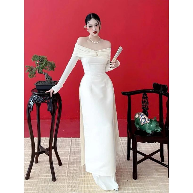 open lace back dress Red Wedding Dresses,Wedding Dress with Long Sleeves,Destination Wedding Dress,WD00202, US16 / White main image 1