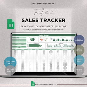 Verkaufs-Tracker Google Sheets Vorlage | Business Sales Tracker | Verkaufsziel-Tracker | Profit Tracker Tabelle | Verkaufsdaten Tracker