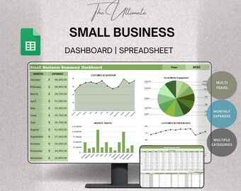 Small Business Tracker Google Sheets | Bookkeeping Spreadsheet | Business Budget Tracker | Monthly and Yearly Tracker