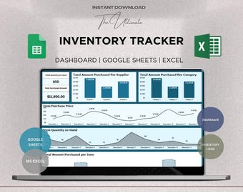 Inventory Tracker Dashboard | Small Business Inventory Spreadsheet | Stock and Purchase Manager | Excel & Sheets Compatible