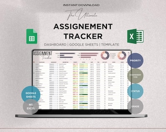 Assignment Tracker Template | Homework Planner | School Task Organizer | Google Sheets & Excel Spreadsheet
