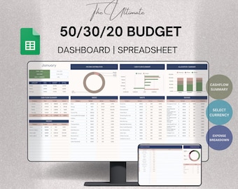 50/30/20 Budget Spreadsheet Google Sheets Monthly Budget Planner Finance 70/20/10 Budget Template Weekly Budget Savings Tracker